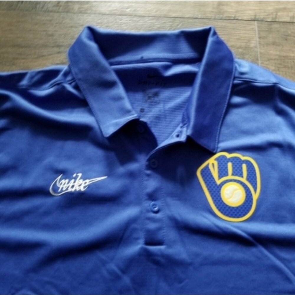 Nike Milwaukee Brewers Cooperstown Collection Polo Shirt NKNE-4EW Men 112025 - Picture 7 of 8
